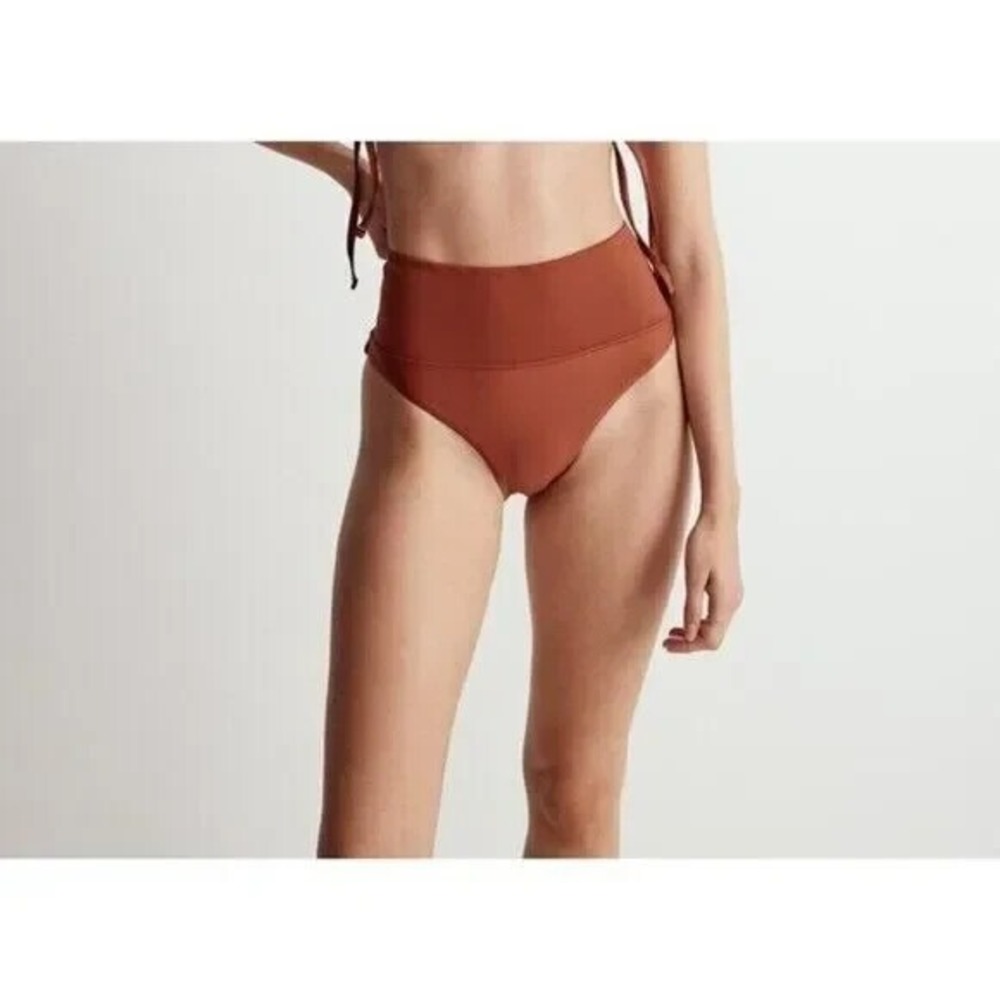 Madewell Second Wave High Rise Cheeky Bikini Bottom Womens XS Fade Rust NE344‎